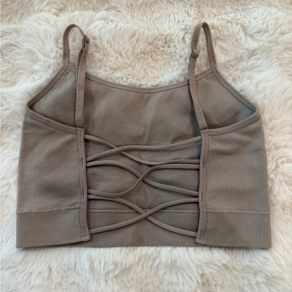 Garage Tan Ribbed Crop Top - Picture 2 of 2